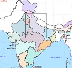 Estado indiano de Uttar-Pradesh. Vide figura ao lado.